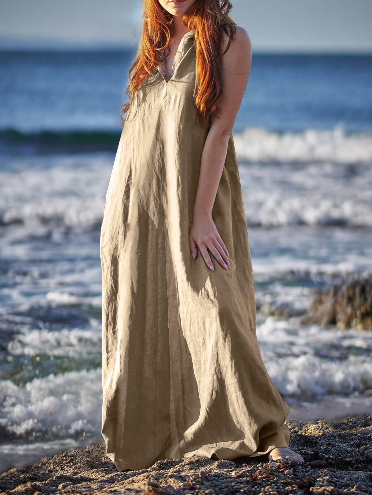 UR Linen Hoodie Sleeveless Kaftan Dress